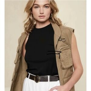 Banana Republic Factory Ponte Twist Back Tank Top Black‎ Large Chic